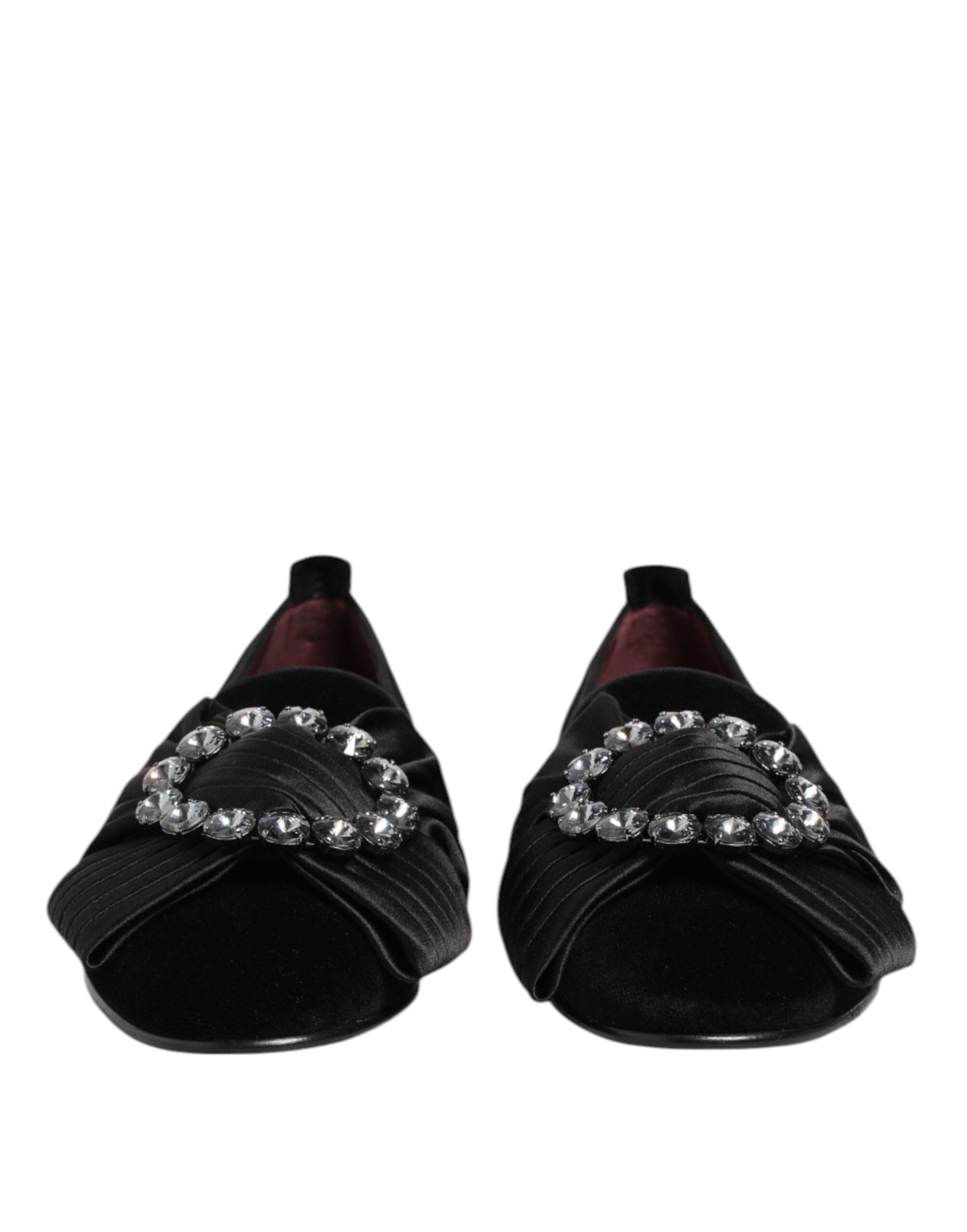 Dolce & Gabbana Black VATICANO Crystal Ribbon Slip On Shoes Dolce & Gabbana