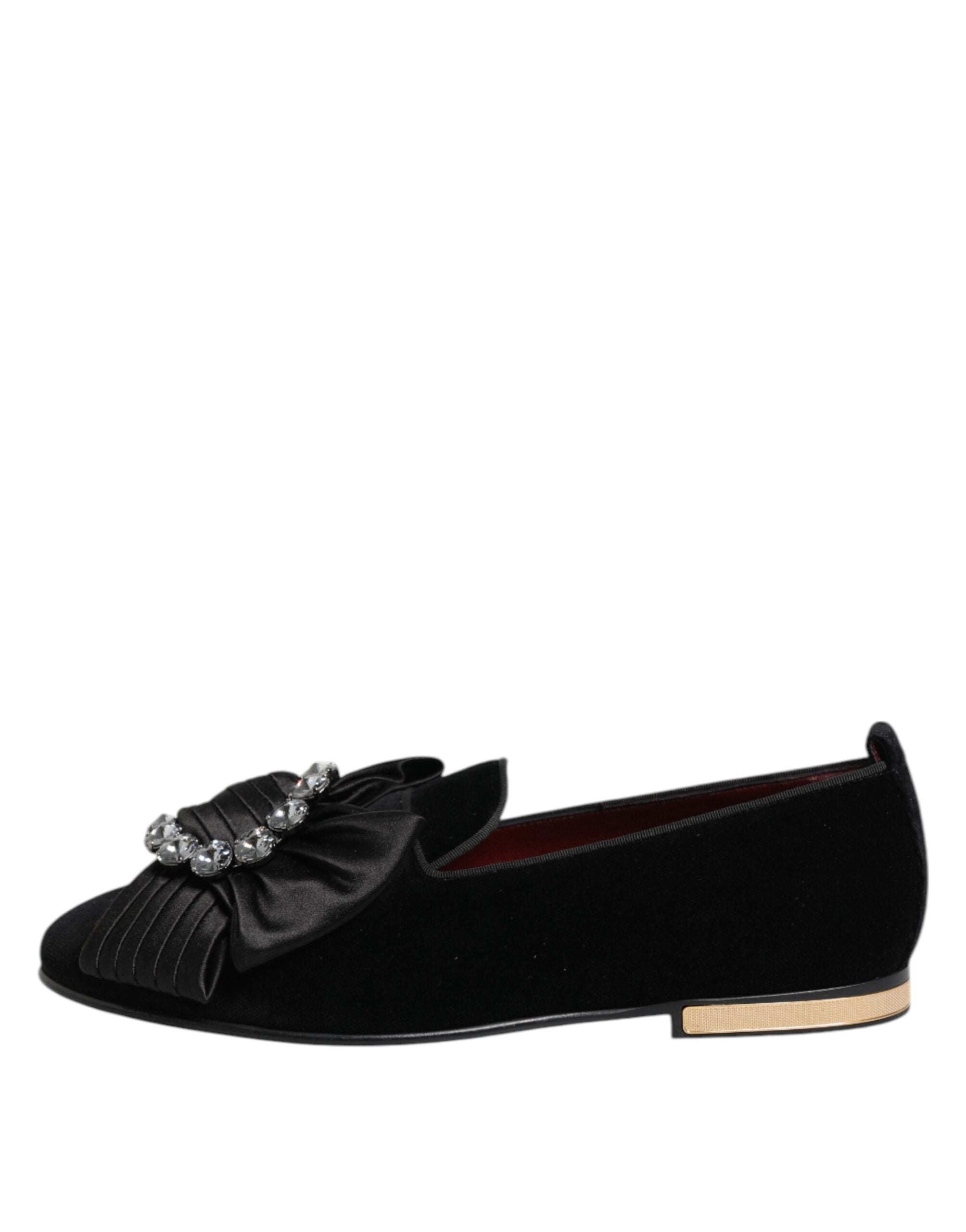 Dolce & Gabbana Black VATICANO Crystal Ribbon Slip On Shoes Dolce & Gabbana