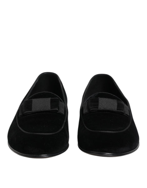 Dolce & Gabbana Black Velvet Loafers Formal Men Dress Shoes Dolce & Gabbana