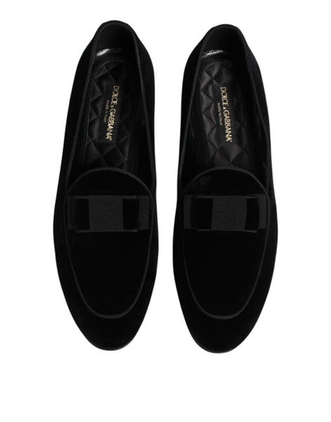 Dolce & Gabbana Black Velvet Loafers Formal Men Dress Shoes Dolce & Gabbana