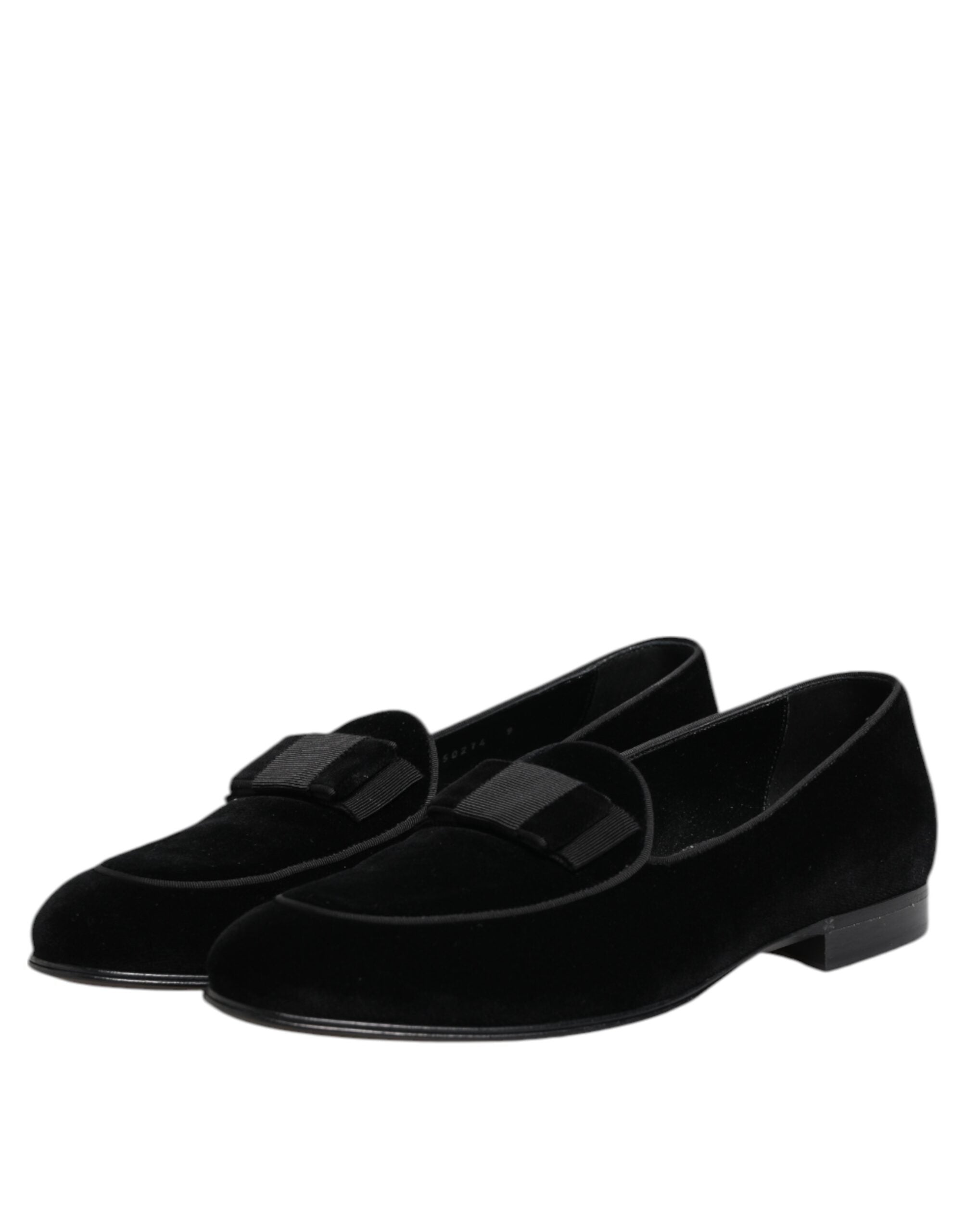Dolce & Gabbana Black Velvet Loafers Formal Men Dress Shoes Dolce & Gabbana