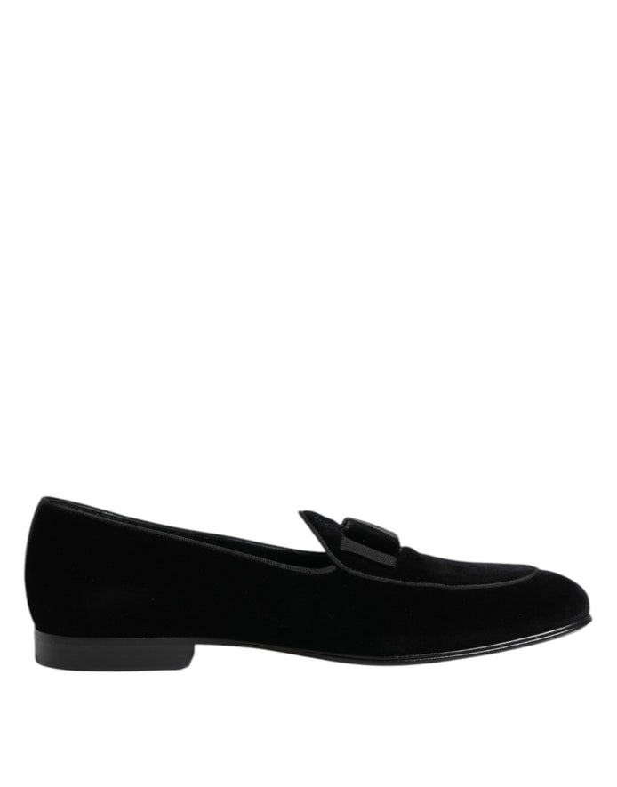 Dolce & Gabbana Black Velvet Loafers Formal Men Dress Shoes Dolce & Gabbana