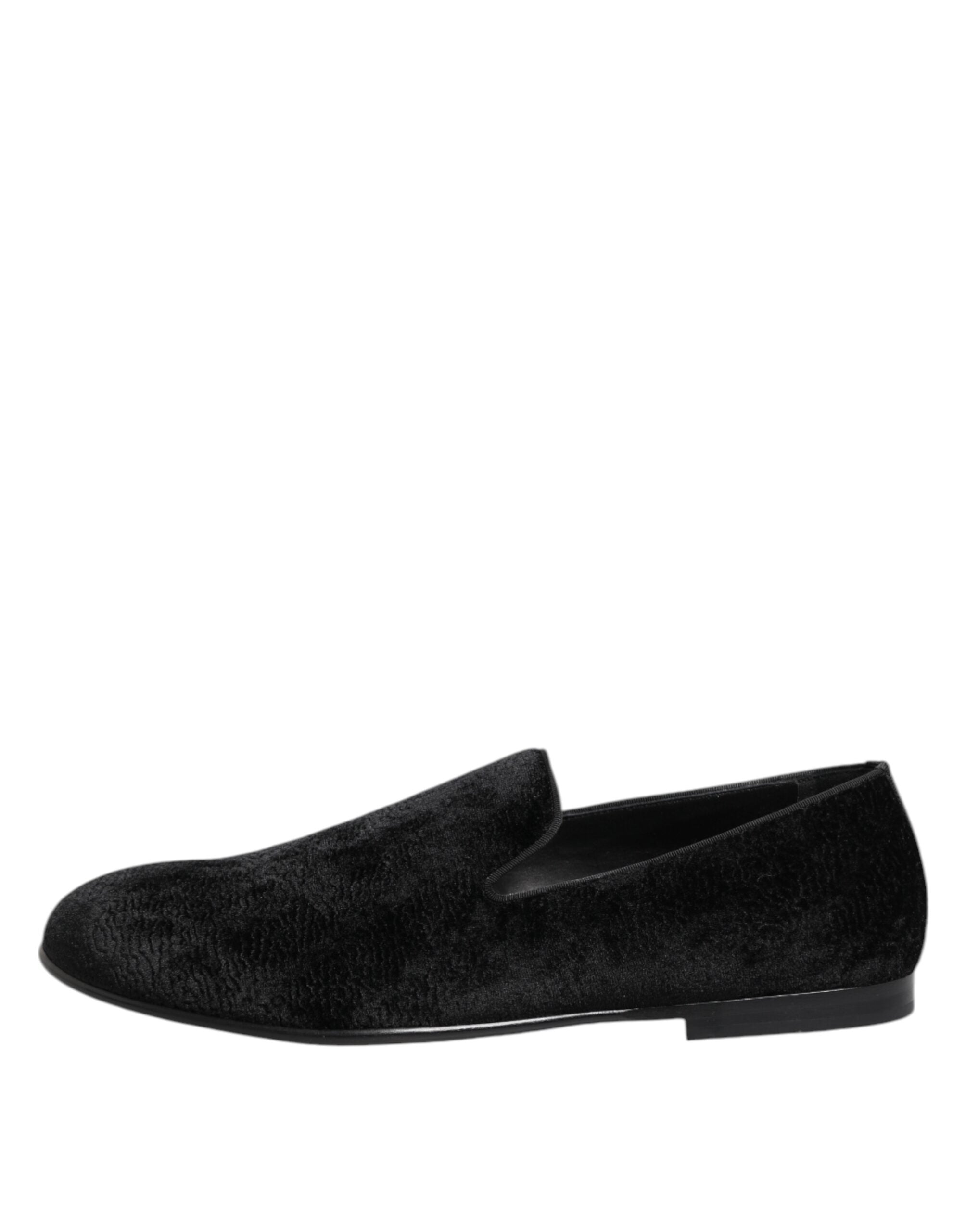 Dolce & Gabbana Black Jacquard Loafers Formal Men Dress Shoes Dolce & Gabbana