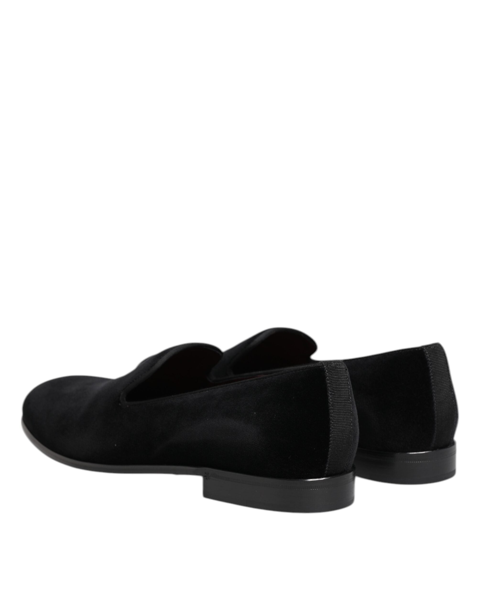 Dolce & Gabbana Black Velvet Slip On Loafers Men Formal Shoes Dolce & Gabbana