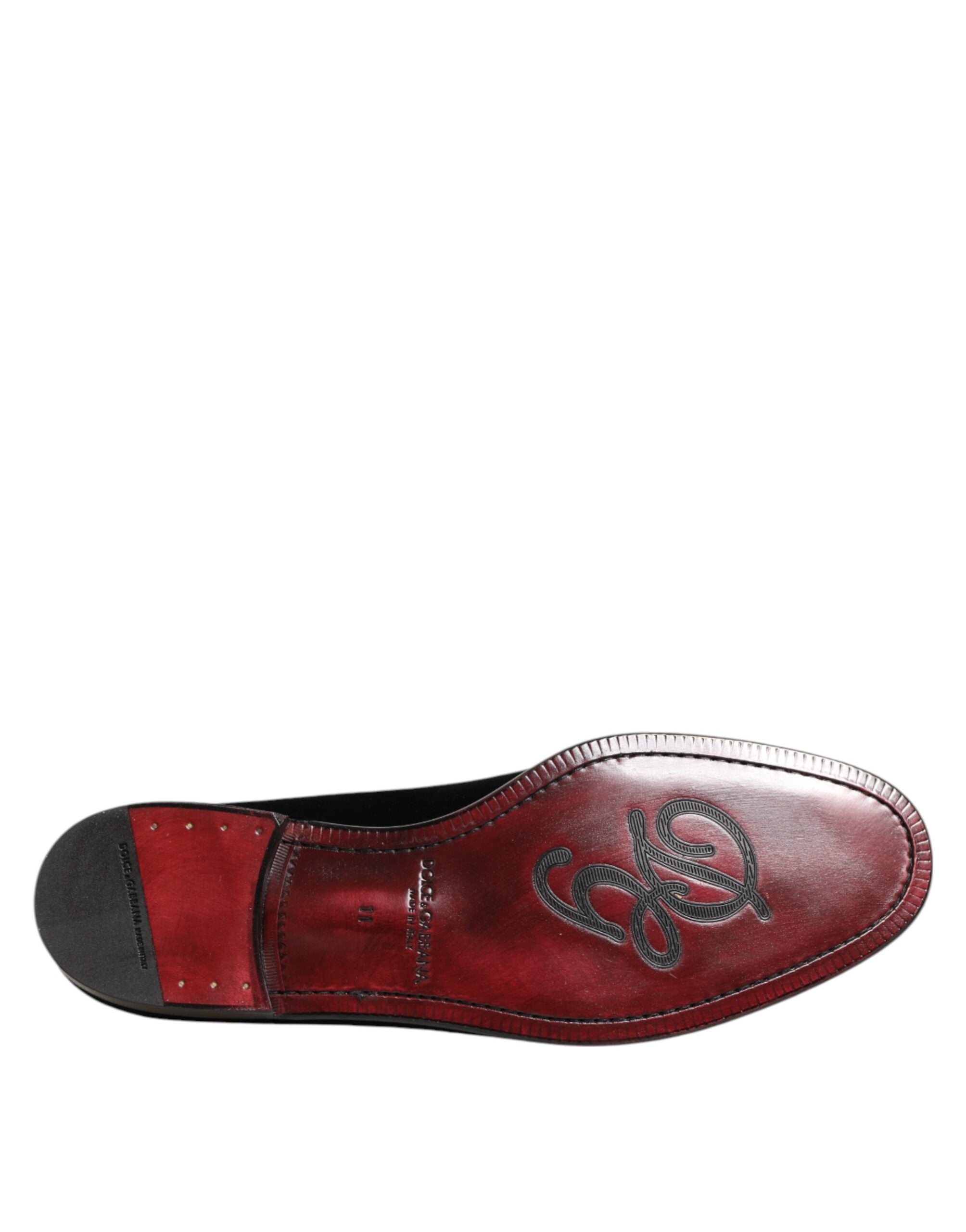 Dolce & Gabbana Black Velvet Slip On Loafers Men Formal Shoes Dolce & Gabbana