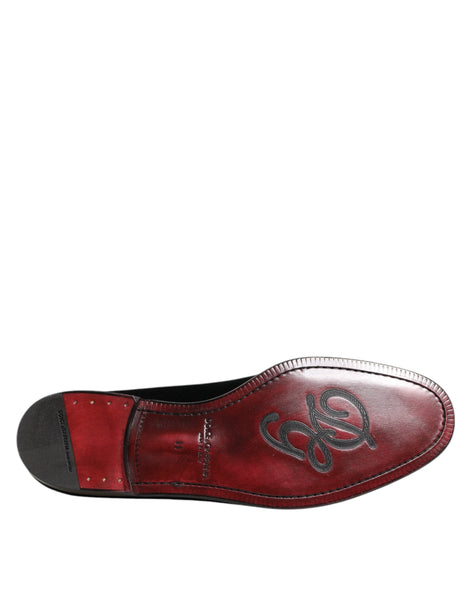 Dolce & Gabbana Black Velvet Slip On Loafers Men Formal Shoes Dolce & Gabbana