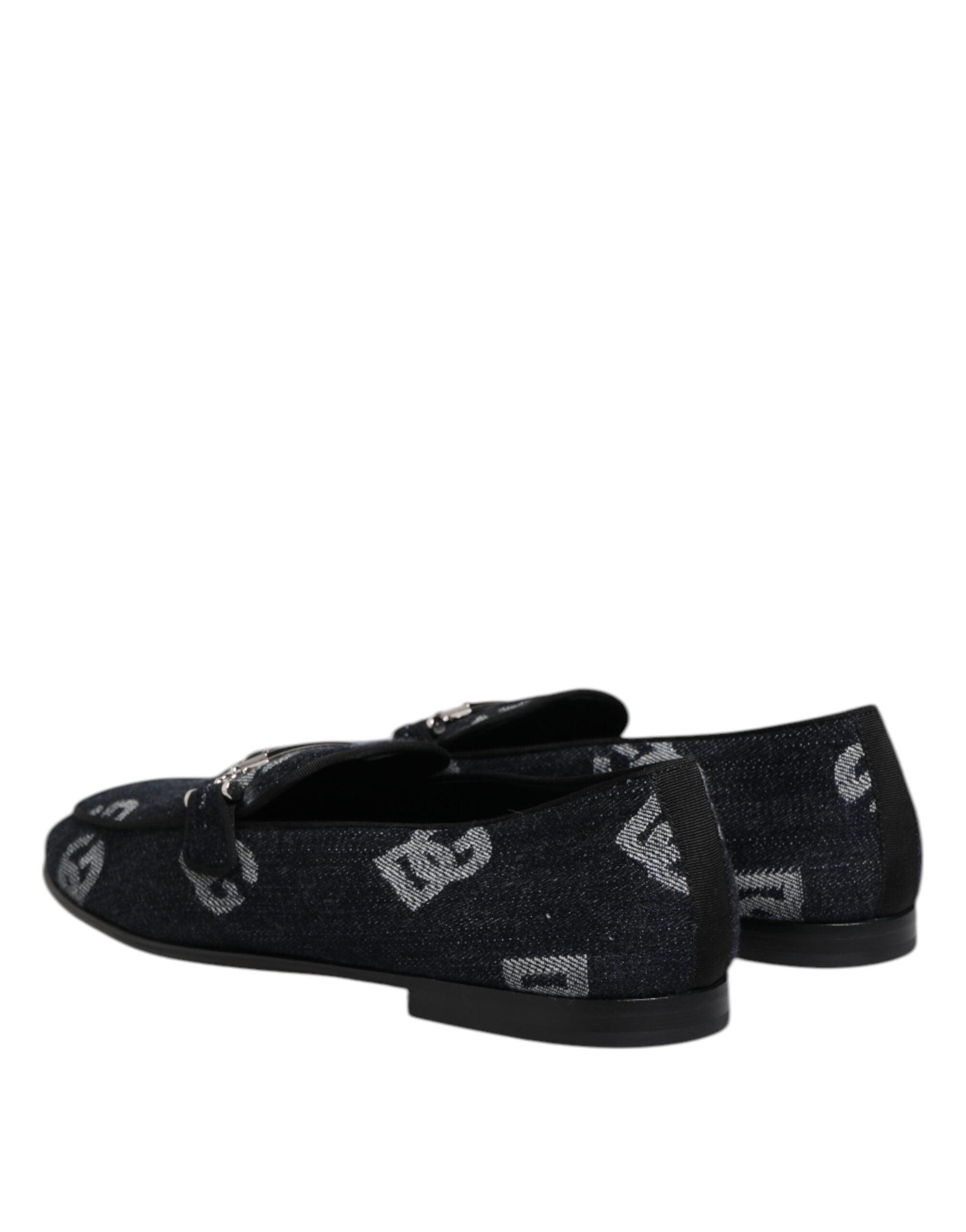 Dolce & Gabbana Blue Logo Cotton Loafers Formal Dress Shoes Dolce & Gabbana