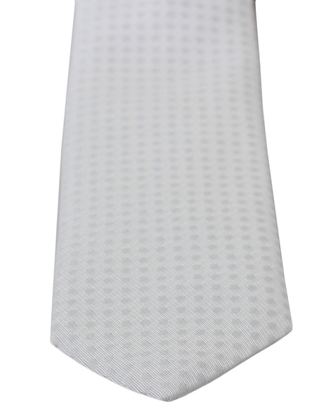 Dolce & Gabbana White Patterned Classic Mens Slim Necktie Tie Dolce & Gabbana