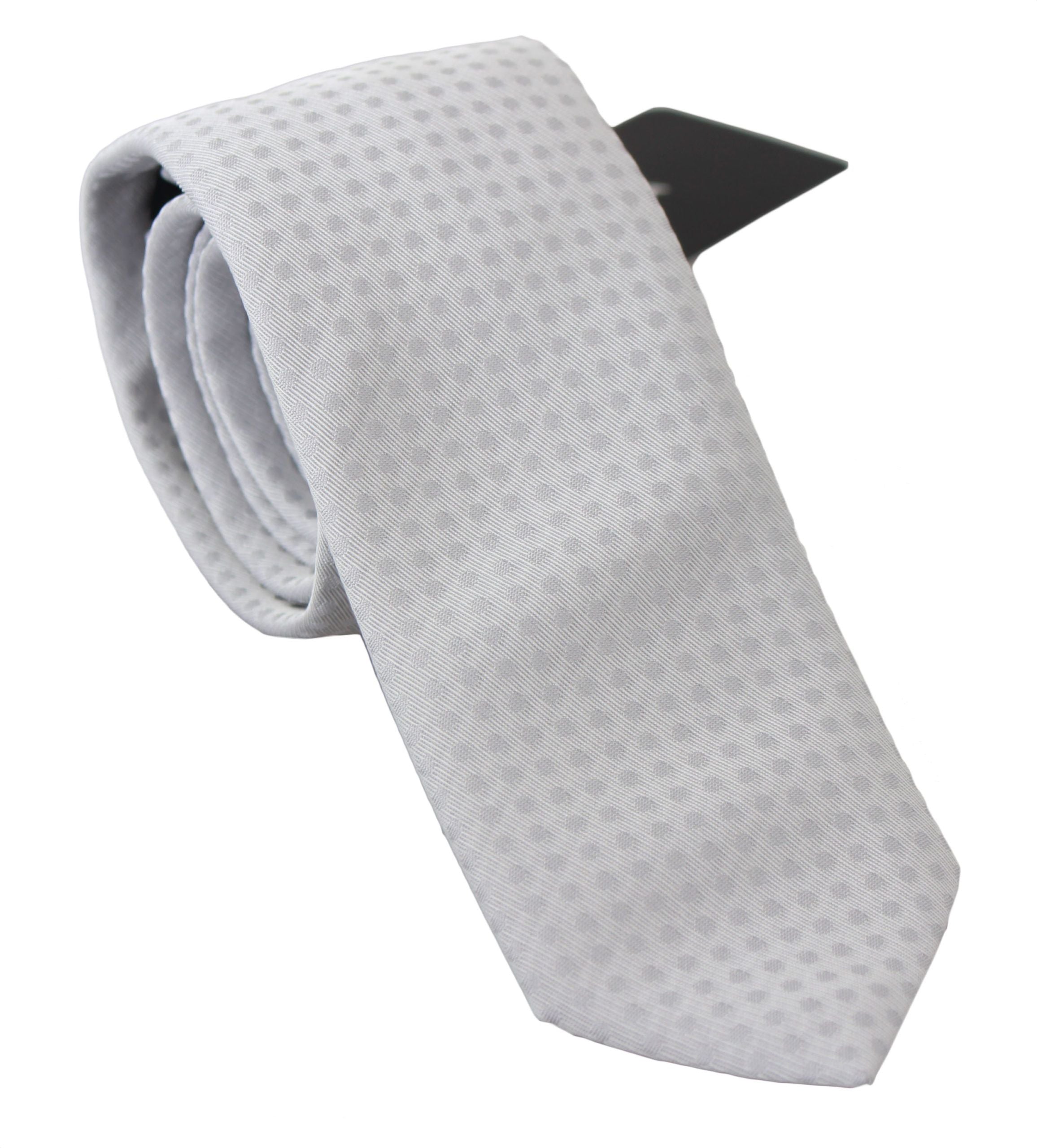 Dolce & Gabbana White Patterned Classic Mens Slim Necktie Tie Dolce & Gabbana