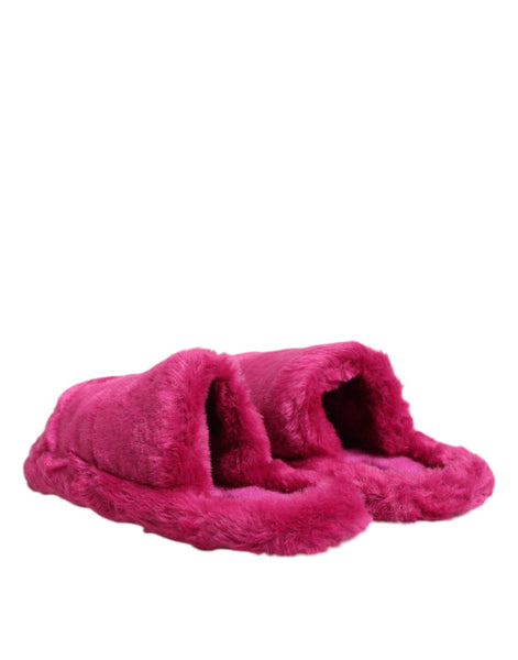Dolce & Gabbana Pink Acrylic Faux Fur Mens Flats Sandals Shoes Dolce & Gabbana