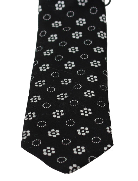 Dolce & Gabbana Black 100% Silk Floral Print Print Classic Tie Dolce & Gabbana