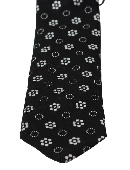 Dolce & Gabbana Black 100% Silk Floral Print Print Classic Tie Dolce & Gabbana