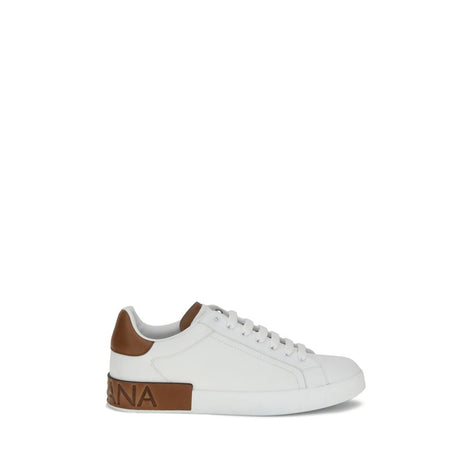 Dolce & Gabbana White Calf Leather Bos Taurus Low Top Sneakers Dolce & Gabbana