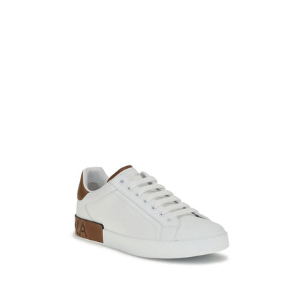 Dolce & Gabbana White Calf Leather Bos Taurus Low Top Sneakers Dolce & Gabbana