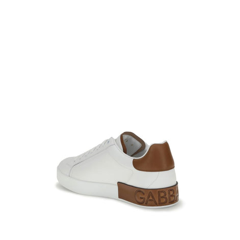 Dolce & Gabbana White Calf Leather Bos Taurus Low Top Sneakers Dolce & Gabbana