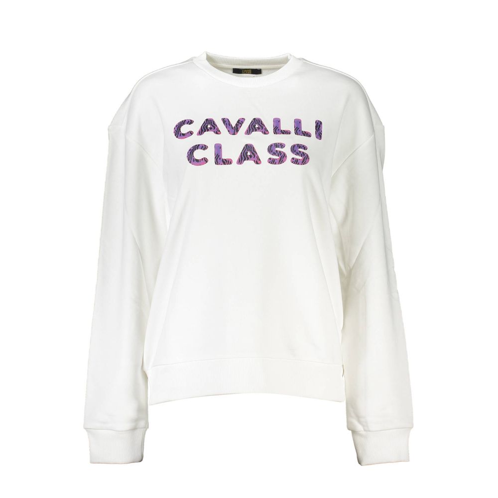 Cavalli Class Bianco Cotton Women Sweatshirt Cavalli Class