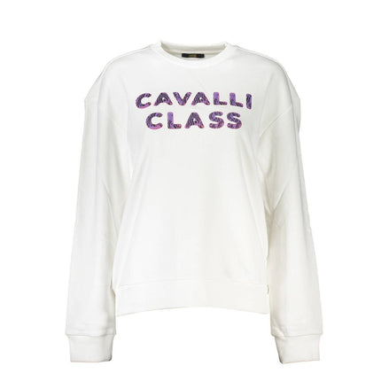 Cavalli Class Bianco Cotton Women Sweatshirt Cavalli Class