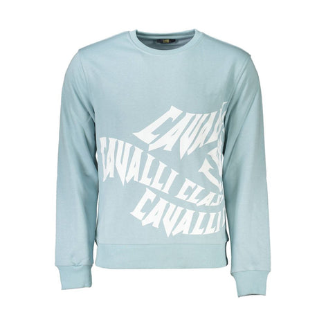 Cavalli Class Azzurro Cotton Men Sweatshirt Cavalli Class