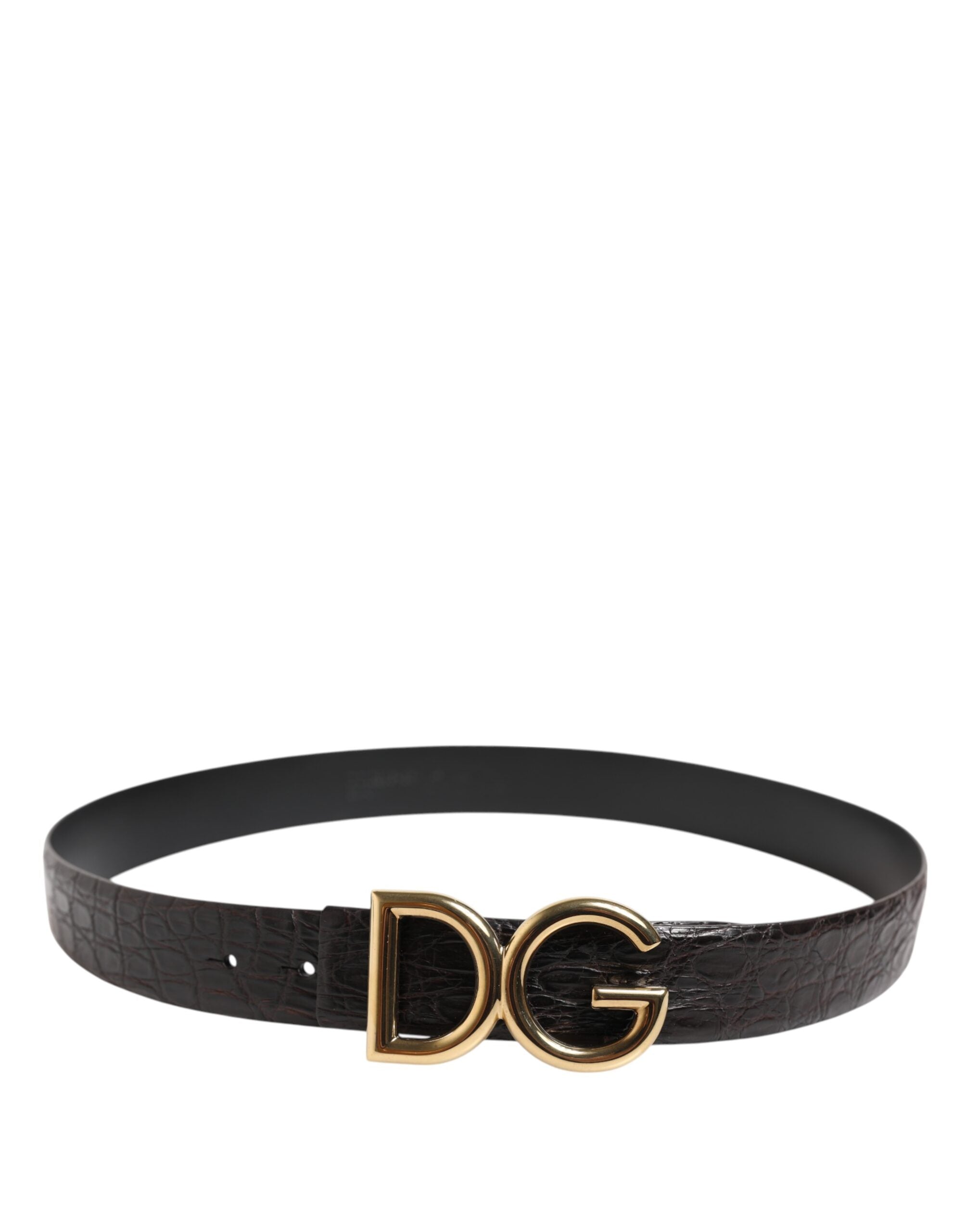 Dolce & Gabbana Black Exotic Leather DG Logo Buckle Belt Dolce & Gabbana