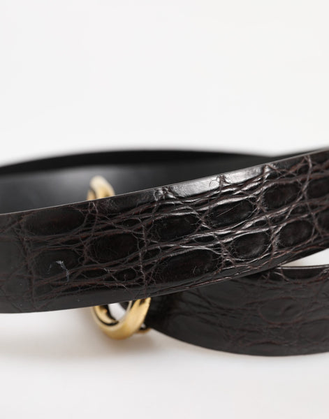 Dolce & Gabbana Black Exotic Leather DG Logo Buckle Belt Dolce & Gabbana