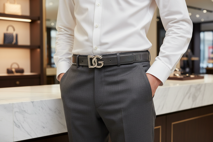 Ceinture Dolce &amp; Gabbana en cuir métallisé argenté avec boucle logo