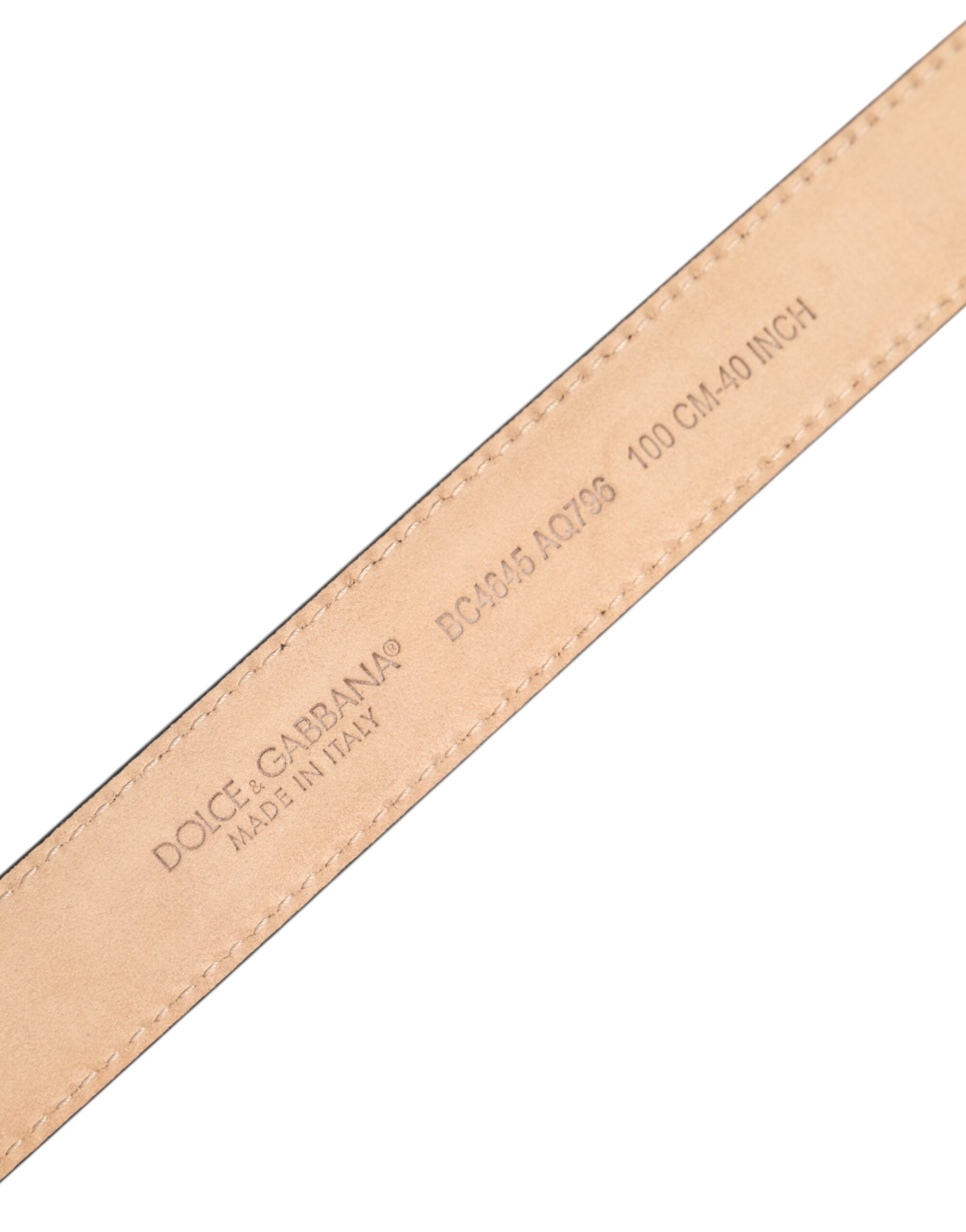 Dolce & Gabbana Metallic Leather Silver Tone Logo Buckle Belt Dolce & Gabbana