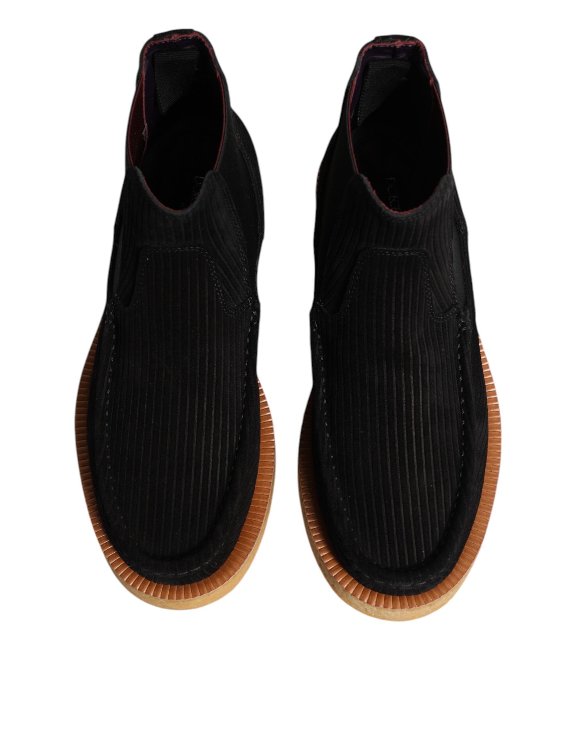 Dolce & Gabbana Black Calf Suede Slip On Ankle Boots Shoes Dolce & Gabbana