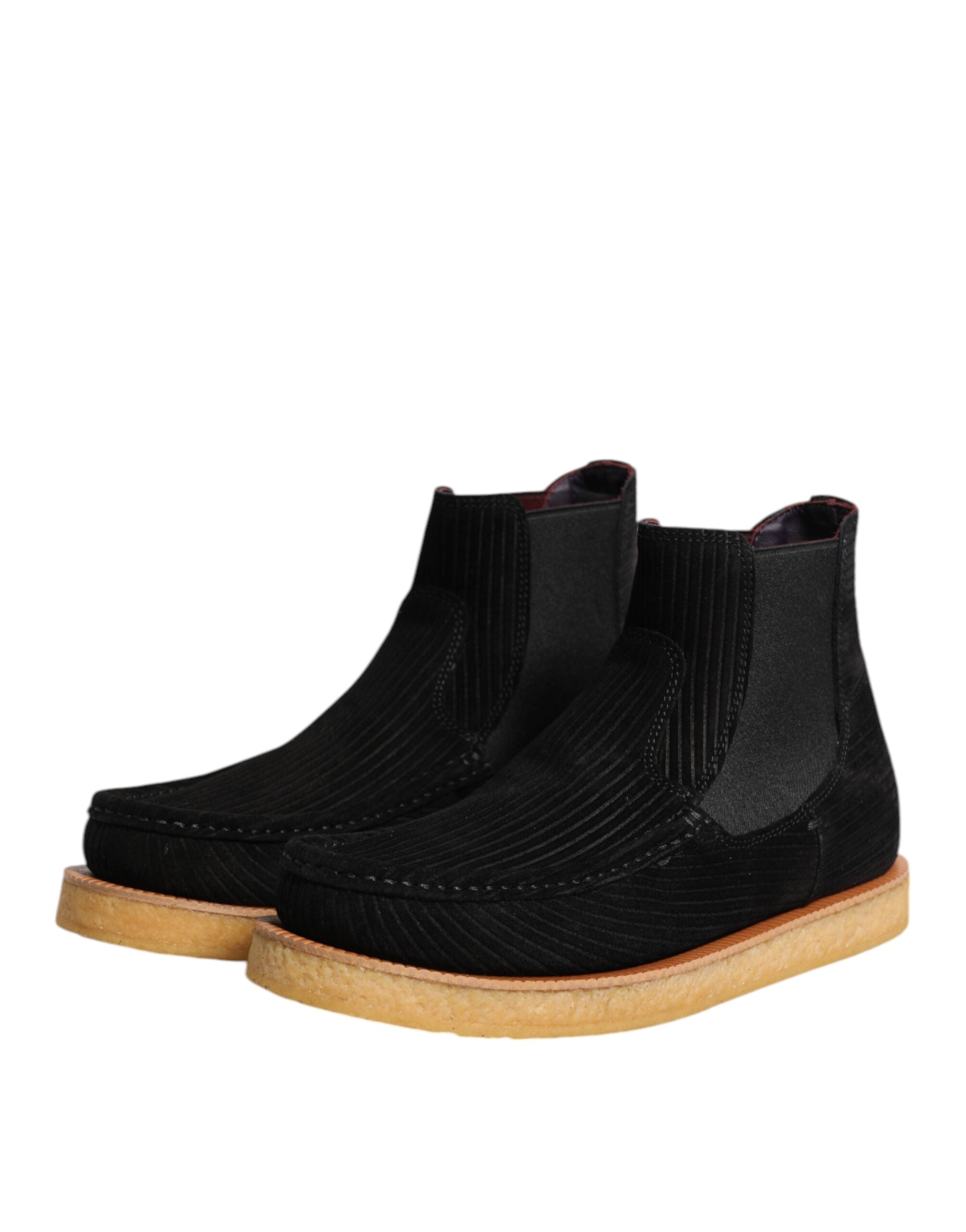 Dolce & Gabbana Black Calf Suede Slip On Ankle Boots Shoes Dolce & Gabbana