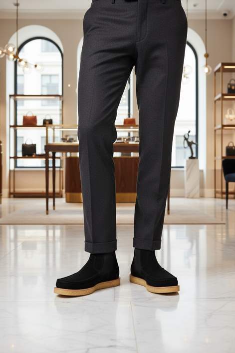 Dolce &amp; Gabbana Schwarze Stiefeletten aus Kalbsveloursleder zum Hineinschlüpfen