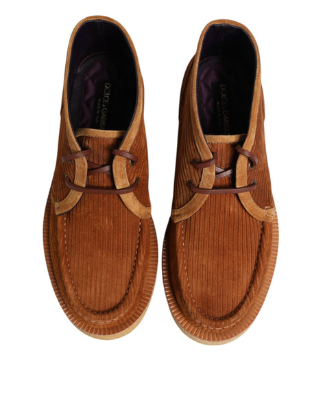 Dolce & Gabbana Brown Suede Nubuck Leather Desert Ankle Boots Shoes Dolce & Gabbana