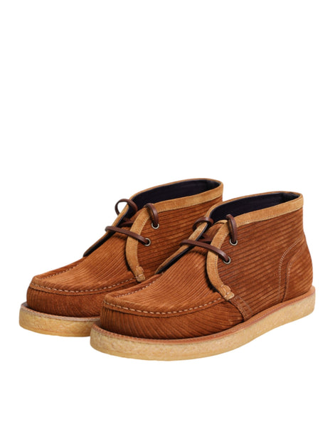 Dolce & Gabbana Brown Suede Nubuck Leather Desert Ankle Boots Shoes Dolce & Gabbana