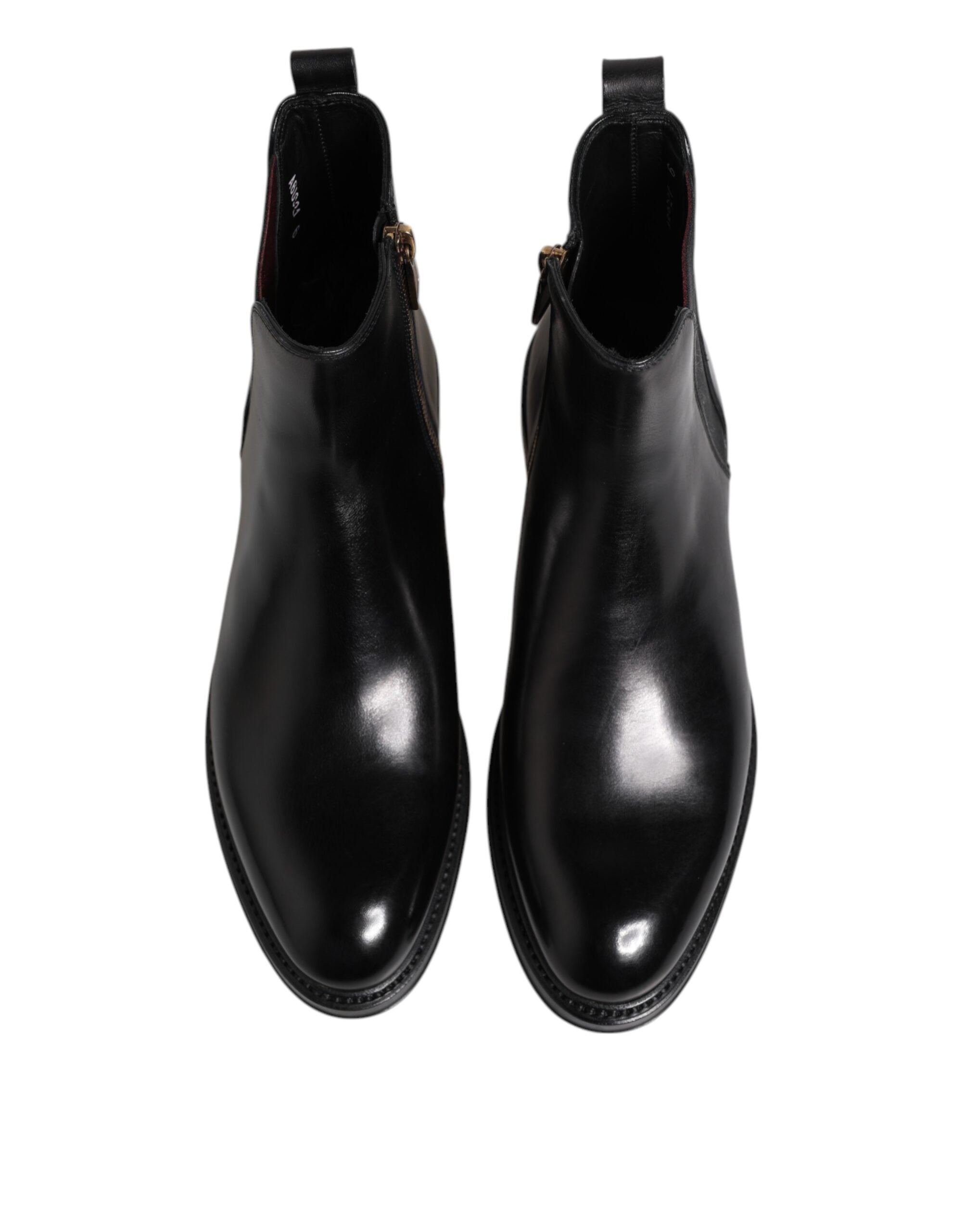 Dolce & Gabbana Black Chelsea Leather Mid Calf Boots Shoes Dolce & Gabbana