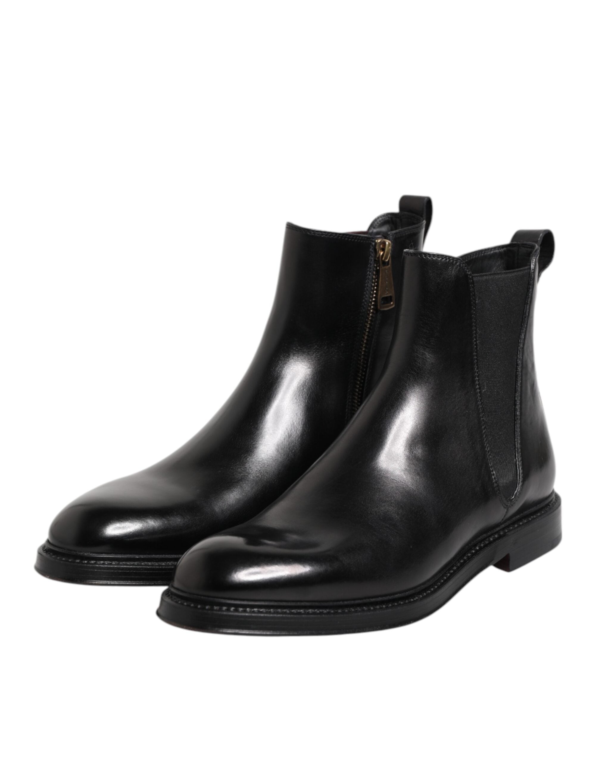 Dolce & Gabbana Black Chelsea Leather Mid Calf Boots Shoes Dolce & Gabbana