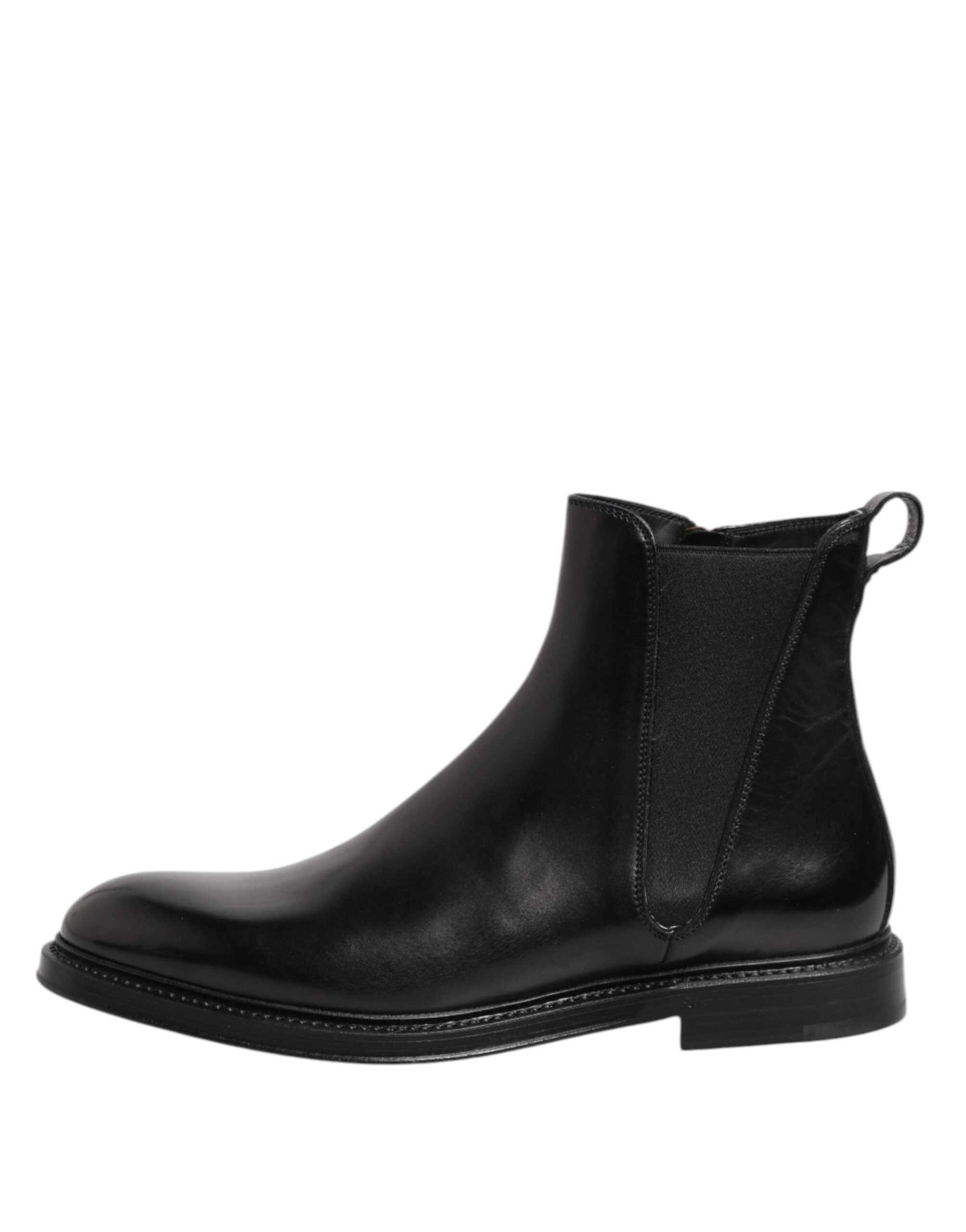 Dolce & Gabbana Black Chelsea Leather Mid Calf Boots Shoes Dolce & Gabbana