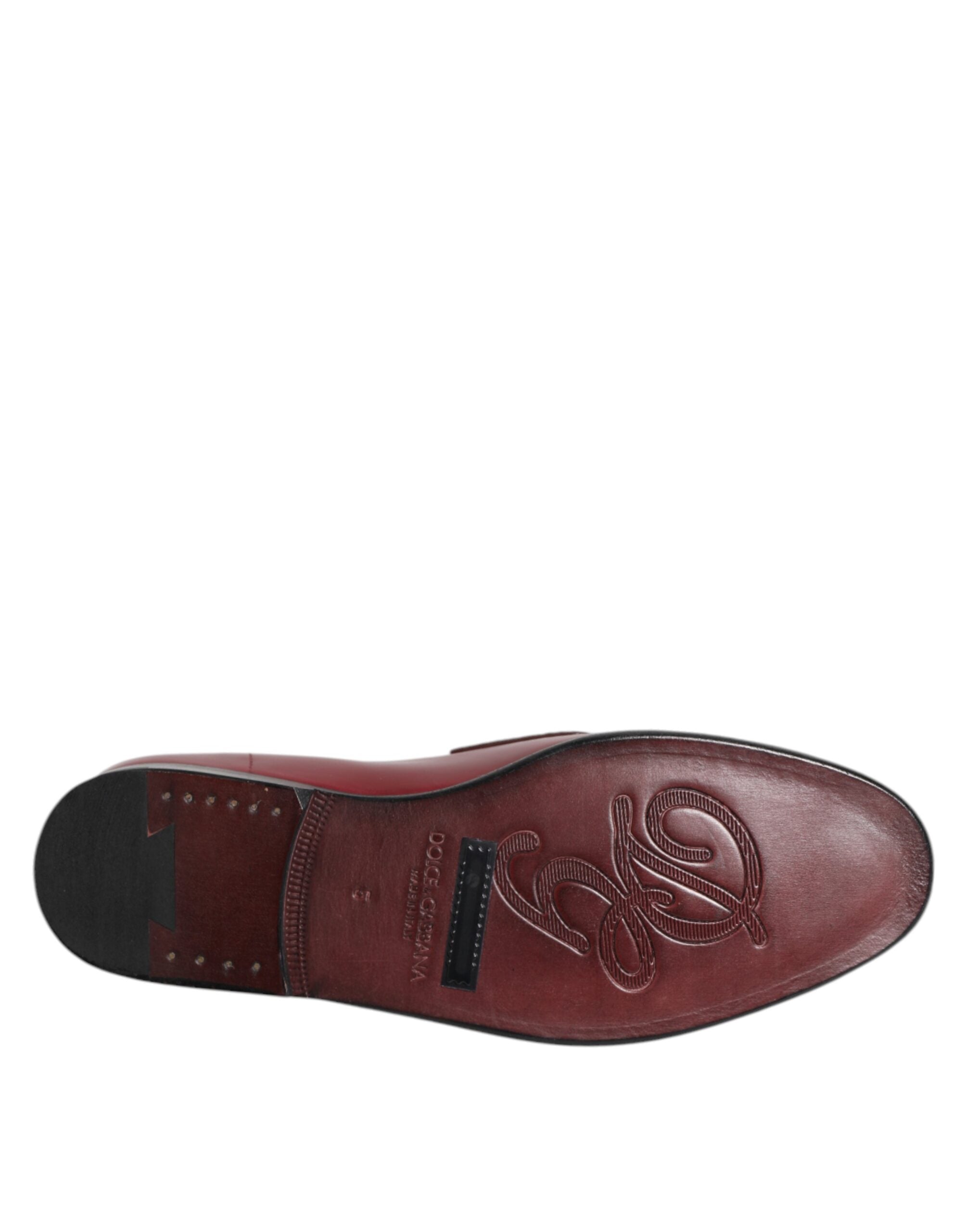 Dolce & Gabbana Burgundy Leather Formal Slip On Shoes Dolce & Gabbana