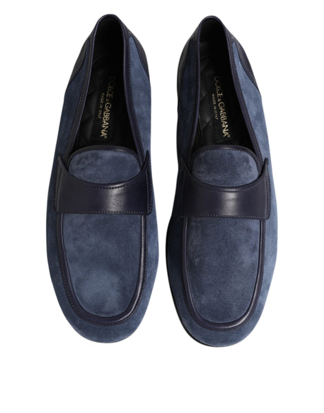 Dolce & Gabbana Blue Suede Leather Loafers Moccasin Shoes Dolce & Gabbana