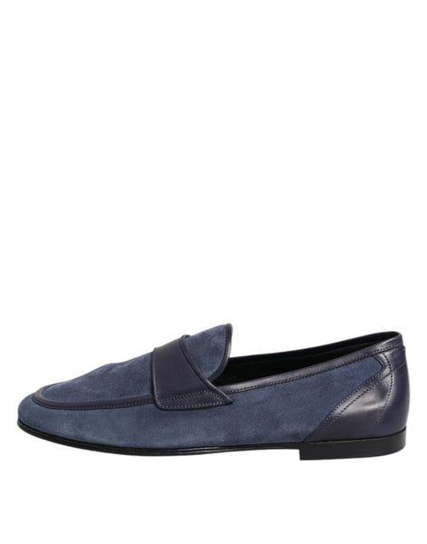 Dolce & Gabbana Blue Suede Leather Loafers Moccasin Shoes Dolce & Gabbana