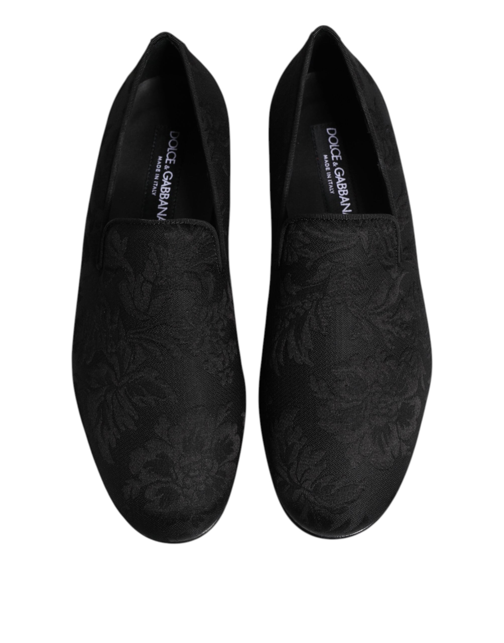 Dolce & Gabbana Black Floral Brocade Loafers Men Dress Shoes Dolce & Gabbana