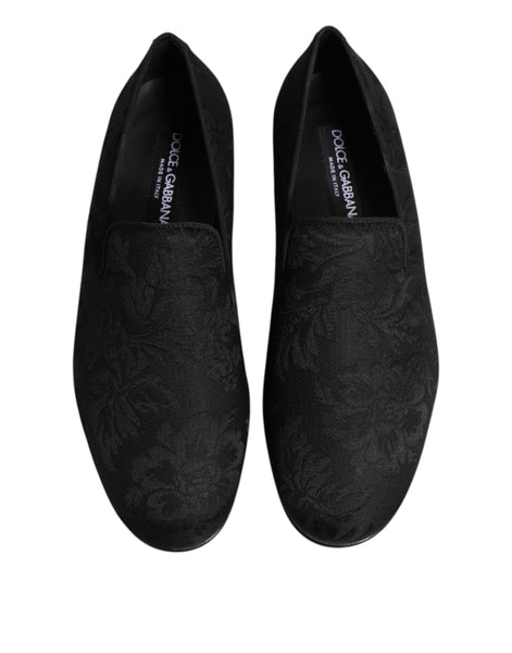 Dolce & Gabbana Black Floral Brocade Loafers Men Dress Shoes Dolce & Gabbana