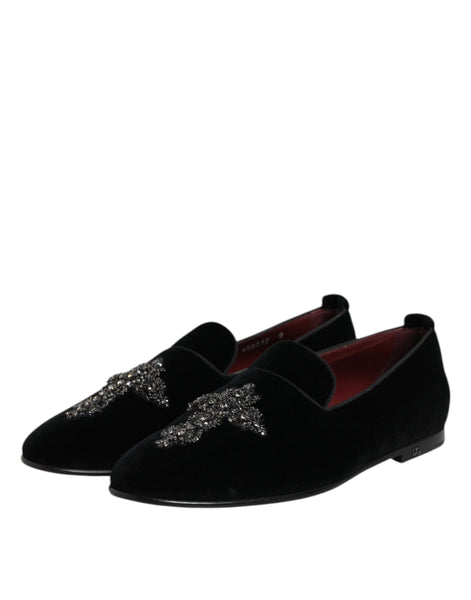 Dolce & Gabbana Black Suede Cross Slip On Loafers Dress Shoes Dolce & Gabbana