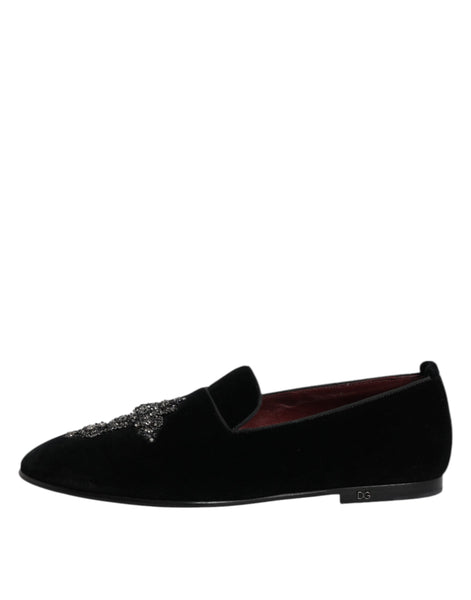 Dolce & Gabbana Black Suede Cross Slip On Loafers Dress Shoes Dolce & Gabbana