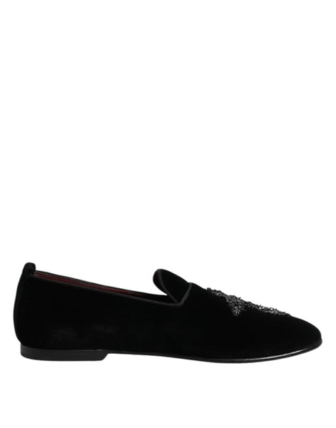 Dolce & Gabbana Black Suede Cross Slip On Loafers Dress Shoes Dolce & Gabbana