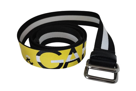 Dolce & Gabbana Black Yellow Logo Striped Metal Buckle Belt Dolce & Gabbana