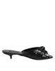 Dolce & Gabbana Black Leather Heels Slides Sandals Shoes Dolce & Gabbana