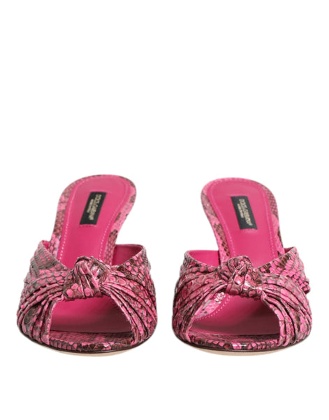 Dolce & Gabbana Pink Leather Heels Slides Sandals Shoes Dolce & Gabbana