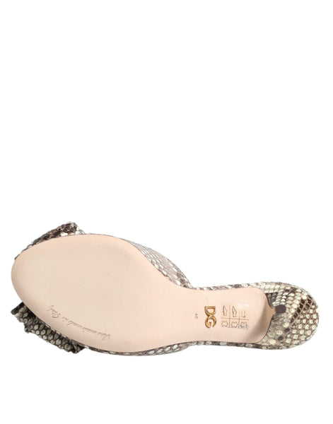 Dolce & Gabbana Multicolor Keira Bow Leather Peep Toe Mules Shoes Dolce & Gabbana