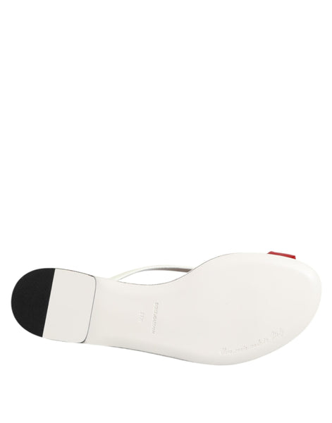 Dolce & Gabbana Red White KEIRA Flower Leather Sandals Shoes Dolce & Gabbana