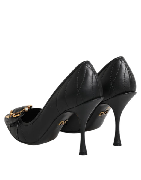Dolce & Gabbana Black Devotion Leather Heels Pumps Shoes Dolce & Gabbana
