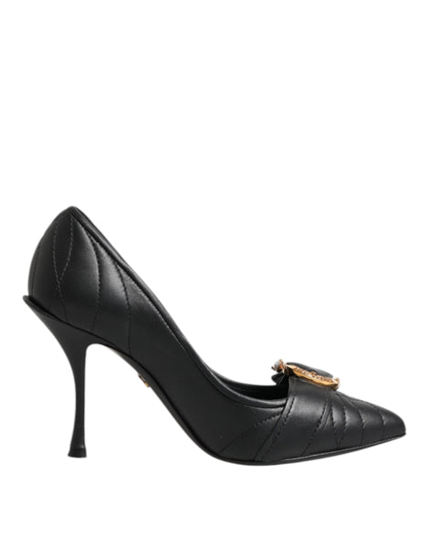 Dolce & Gabbana Black Devotion Leather Heels Pumps Shoes Dolce & Gabbana