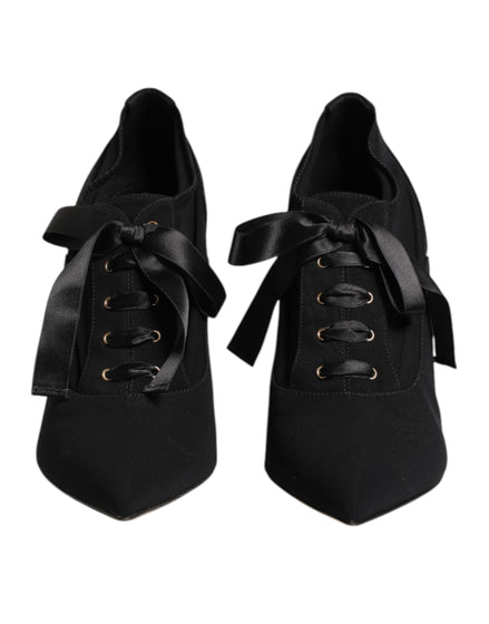 Dolce & Gabbana Black Lace Up Stiletto Heels Pumps Shoes Dolce & Gabbana